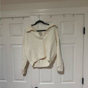 Abercrombie & Fitch Cream Cable-Knit Cowl Collar Sweater